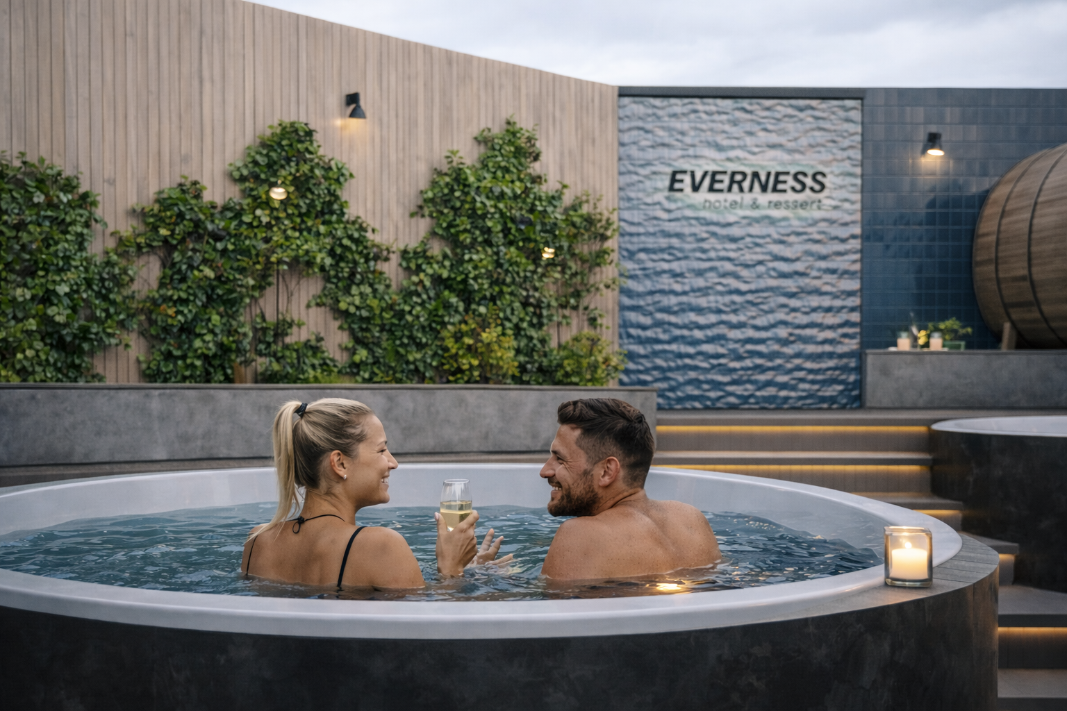 Jacuzzi rooftop Everness — Vue panoramique lac Léman et Alpes