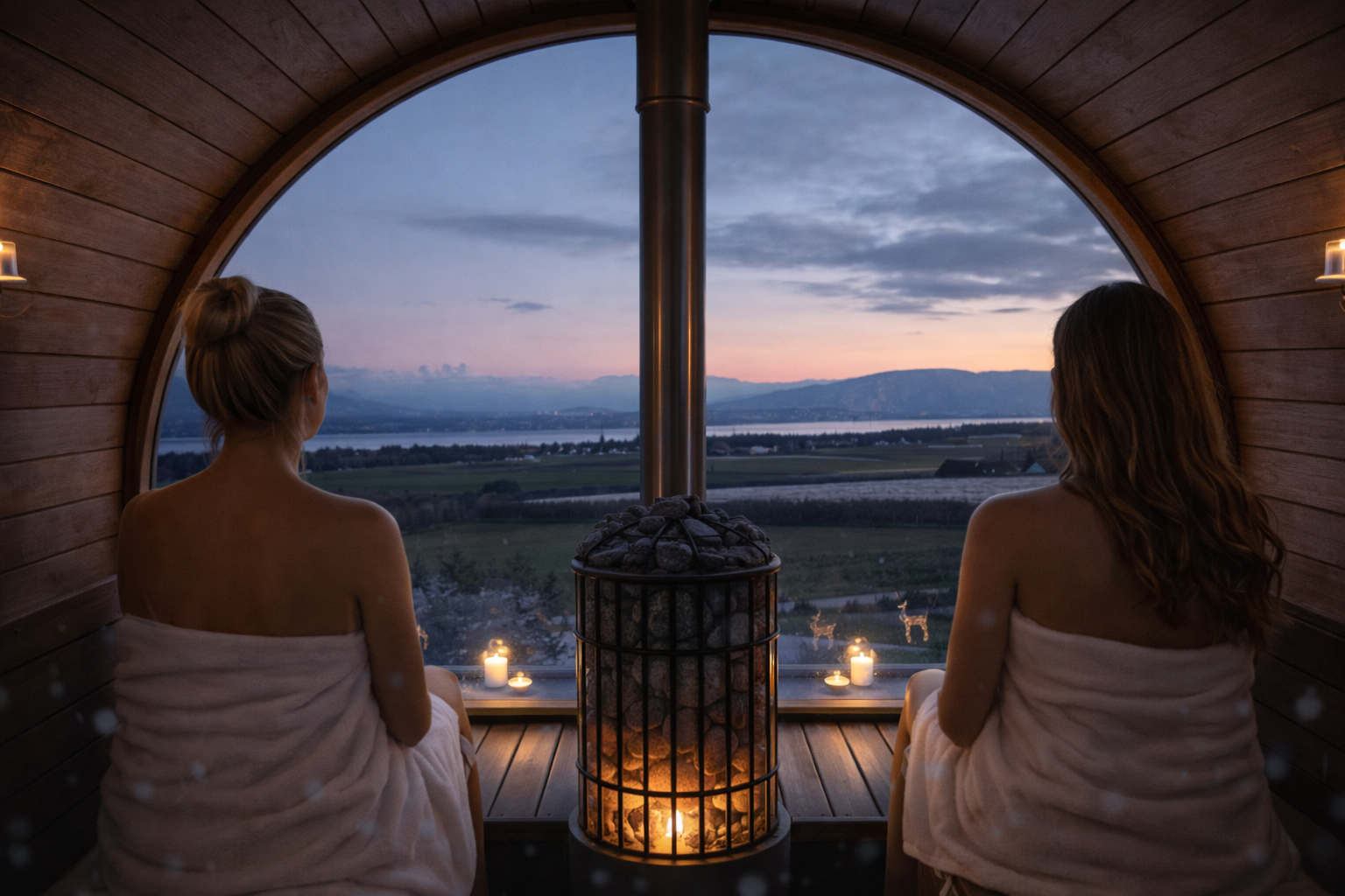 Jacuzzi rooftop Everness au coucher du soleil — vignobles de La Côte